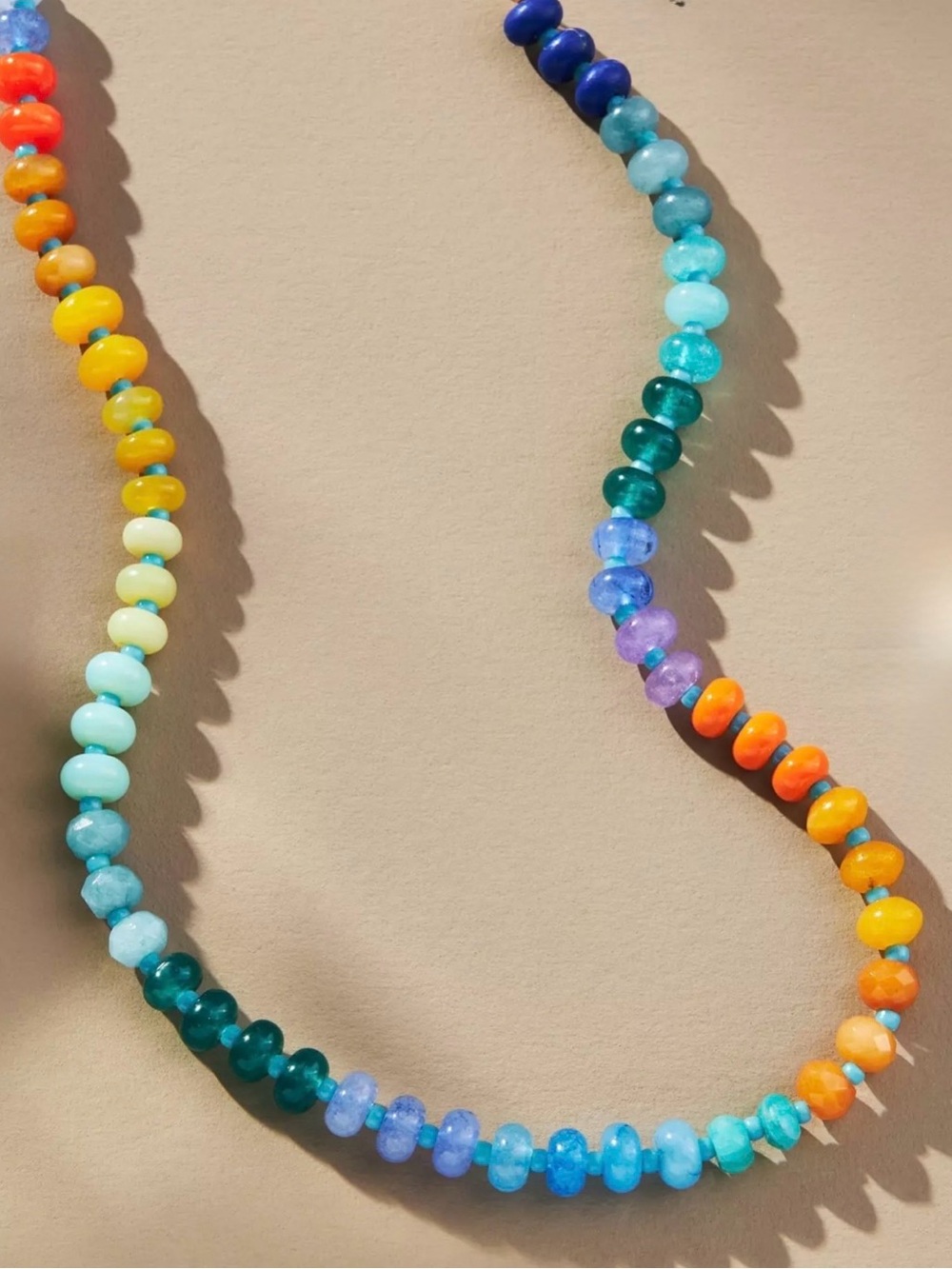 Handmade Multicolor Glass Bead Necklace - Rainbow